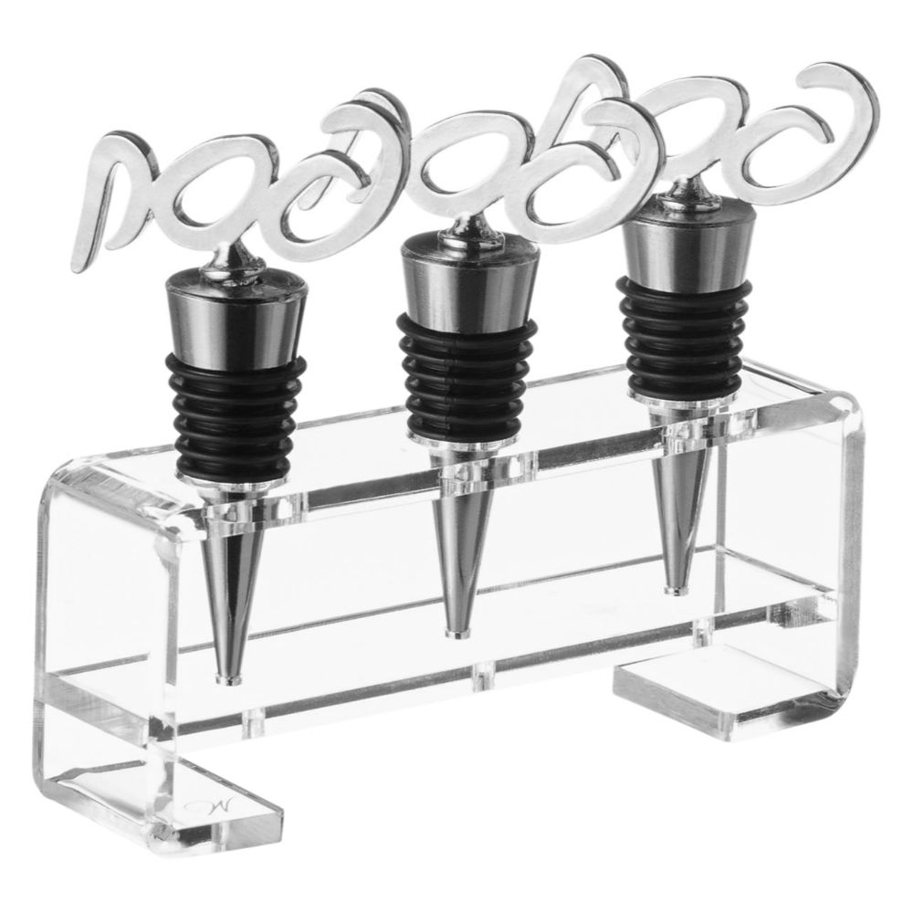 Wine Stoppers - Silver Pesach Words - Set of 3