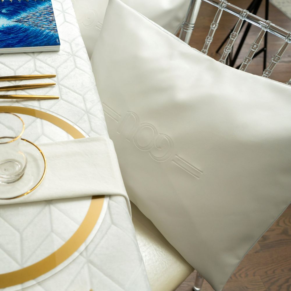 PU Leather Pillow Case - White Imprint