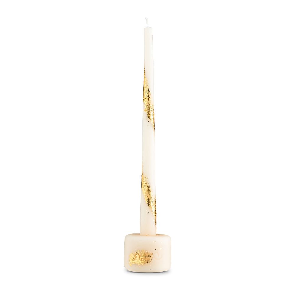 Shabbos Candle Lighter - White & Gold