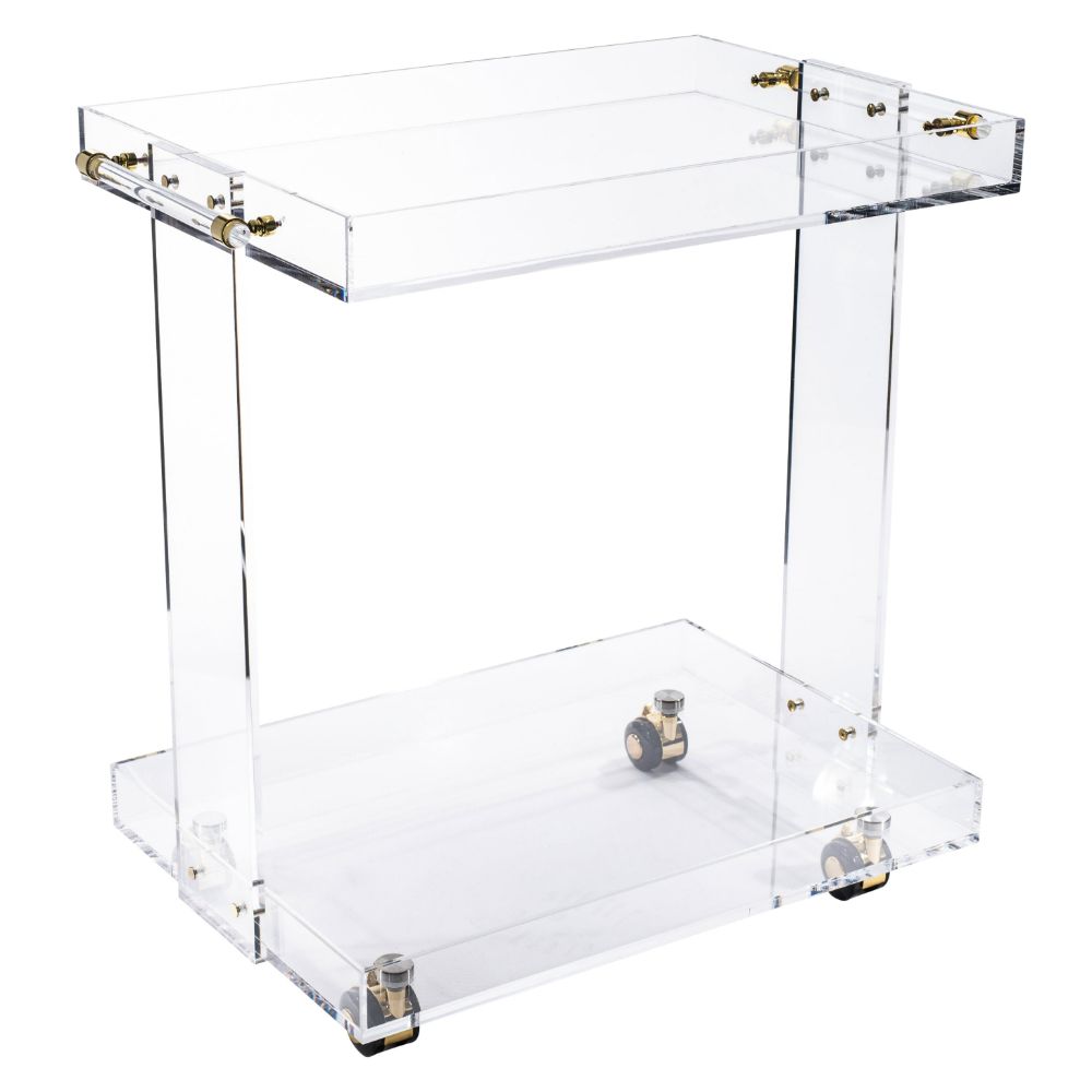 Bar Cart - Clear & Gold with Two Layers - 22