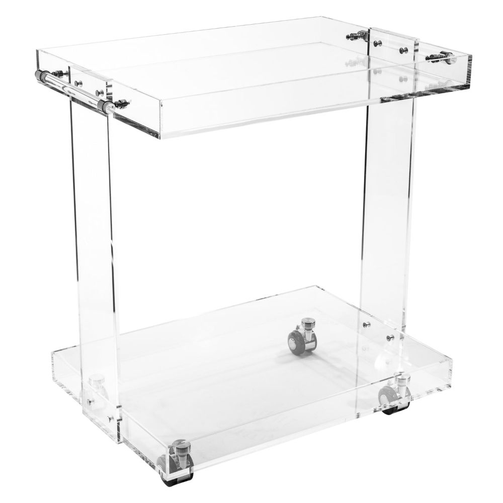 Bar Cart - Clear & Silver with Two Layers - 22