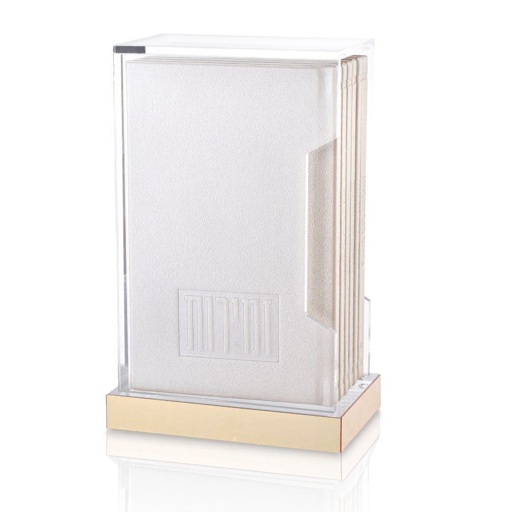 Zemiros Bencher Set - White Leather Books Hard Cover - Gold Holder