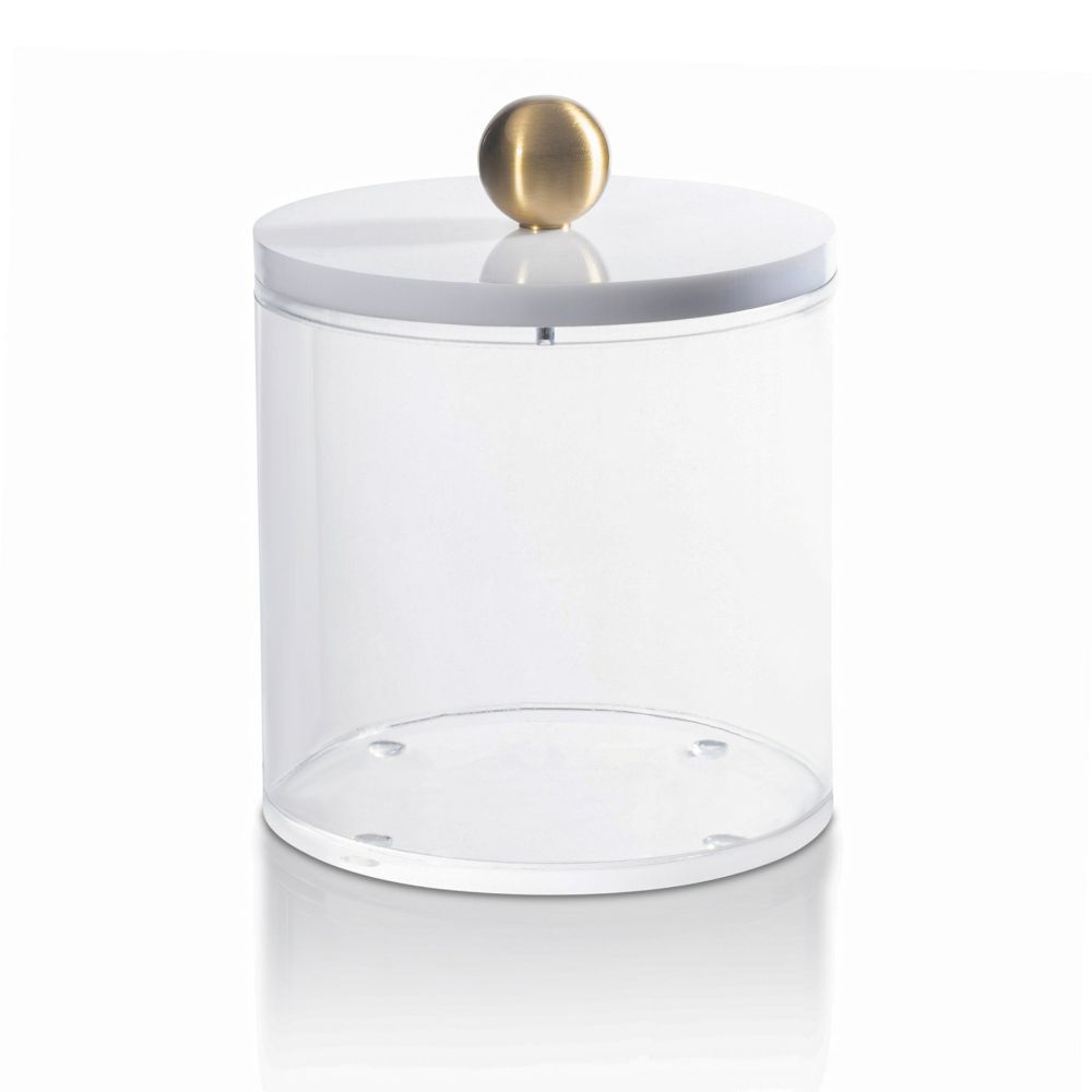Cookie Jar - Round White & Gold - Small