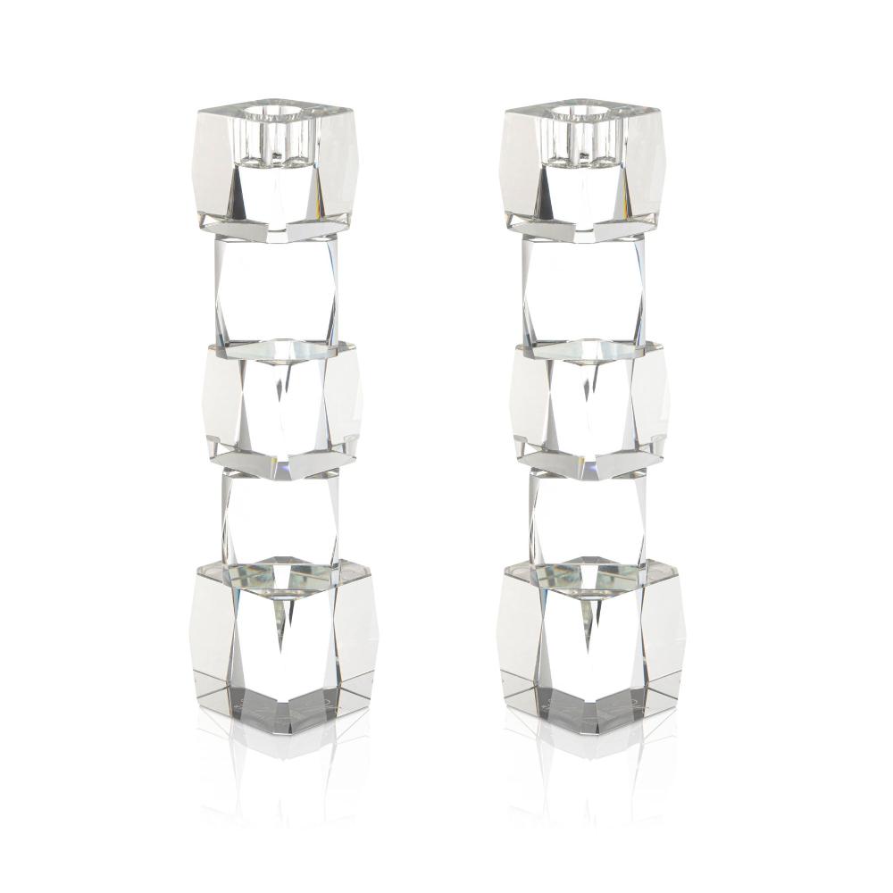 Crystal Candlestick - Cube - Clear