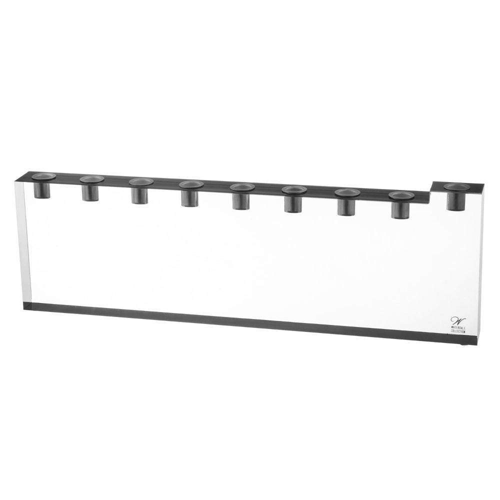 Menorah - Metal Fire-Safe Inserts (oil & candles) - Clear & Black