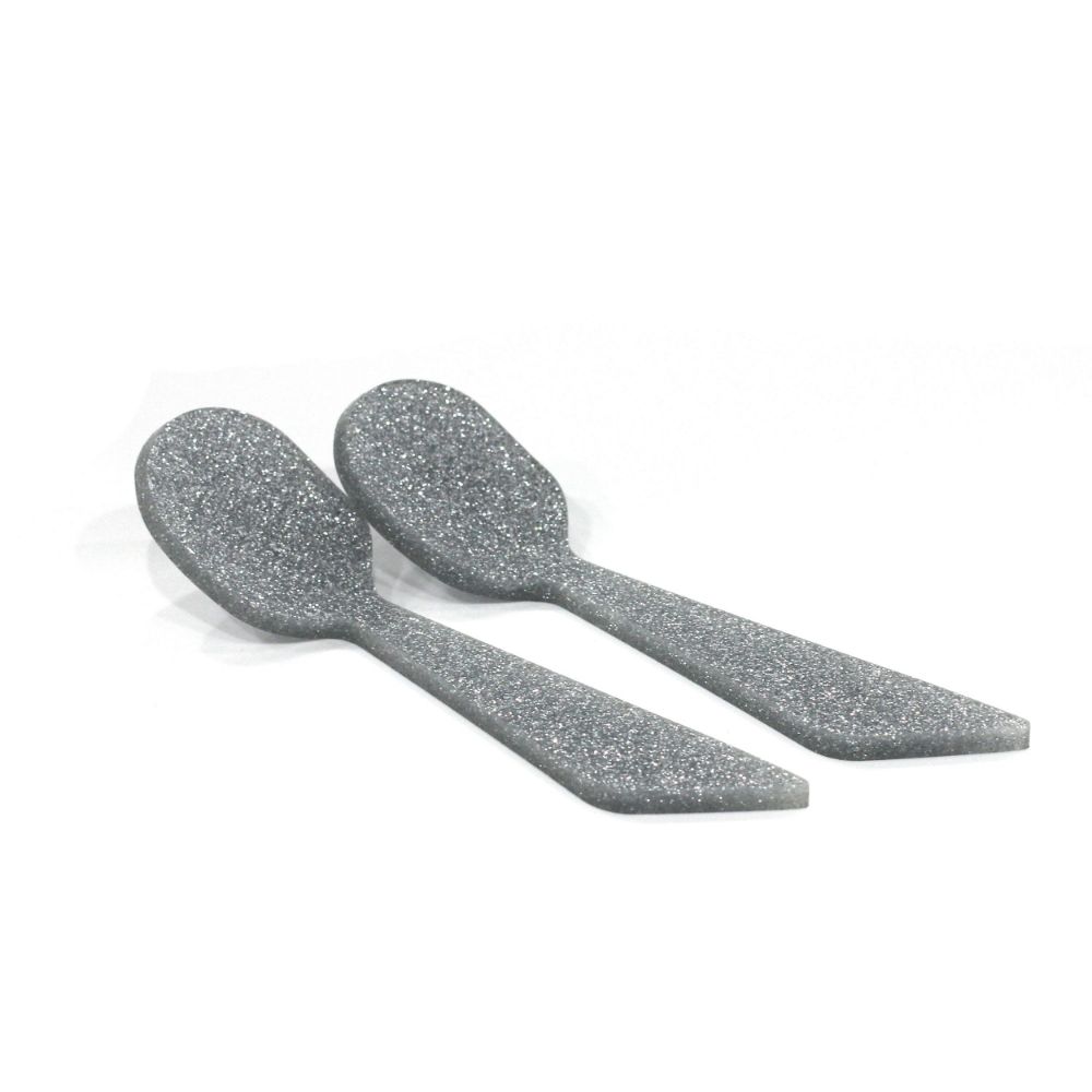 Dip Spoons - Diagonal Silver Glitter