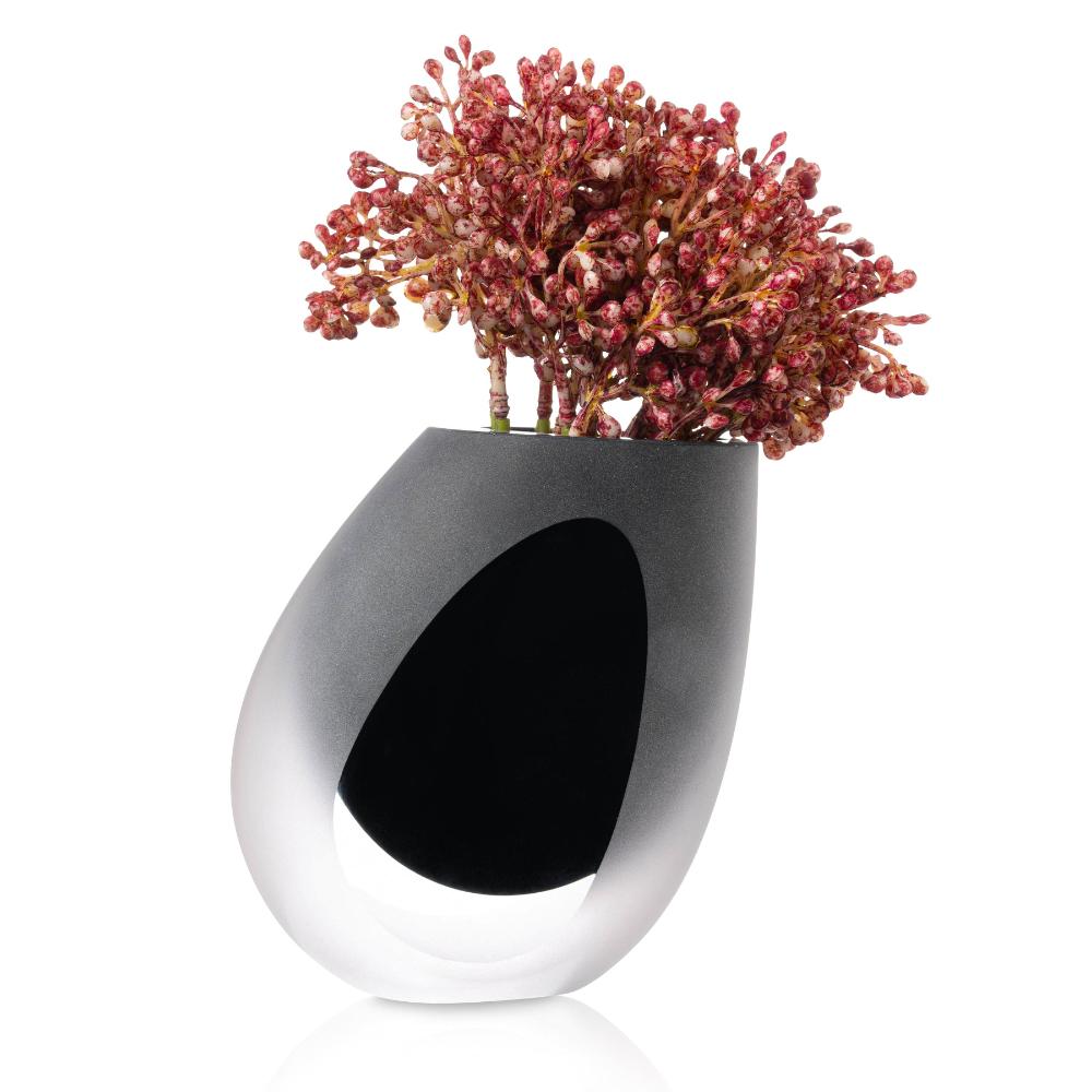 Tilt Black Floral Vase - Burgandy Flowers