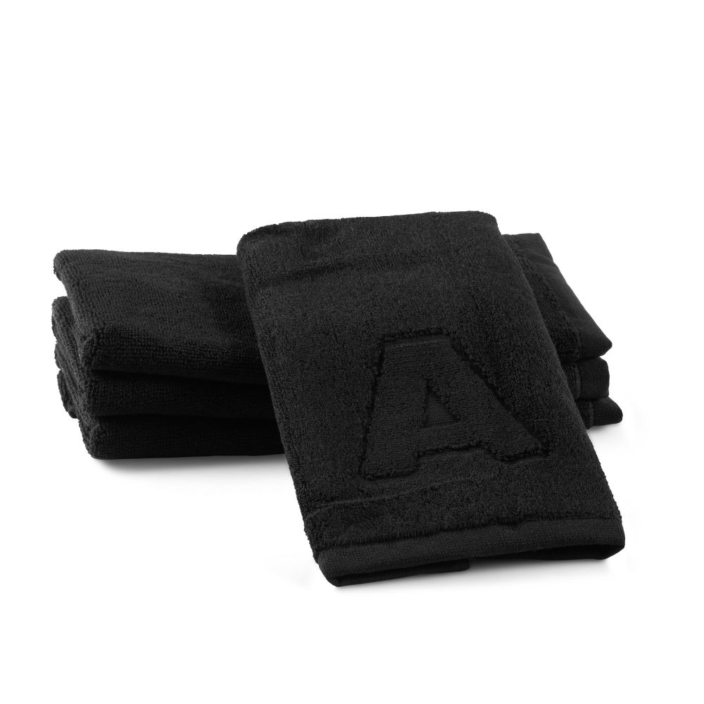 Finger Towel - Jacquard Black - Initial A
