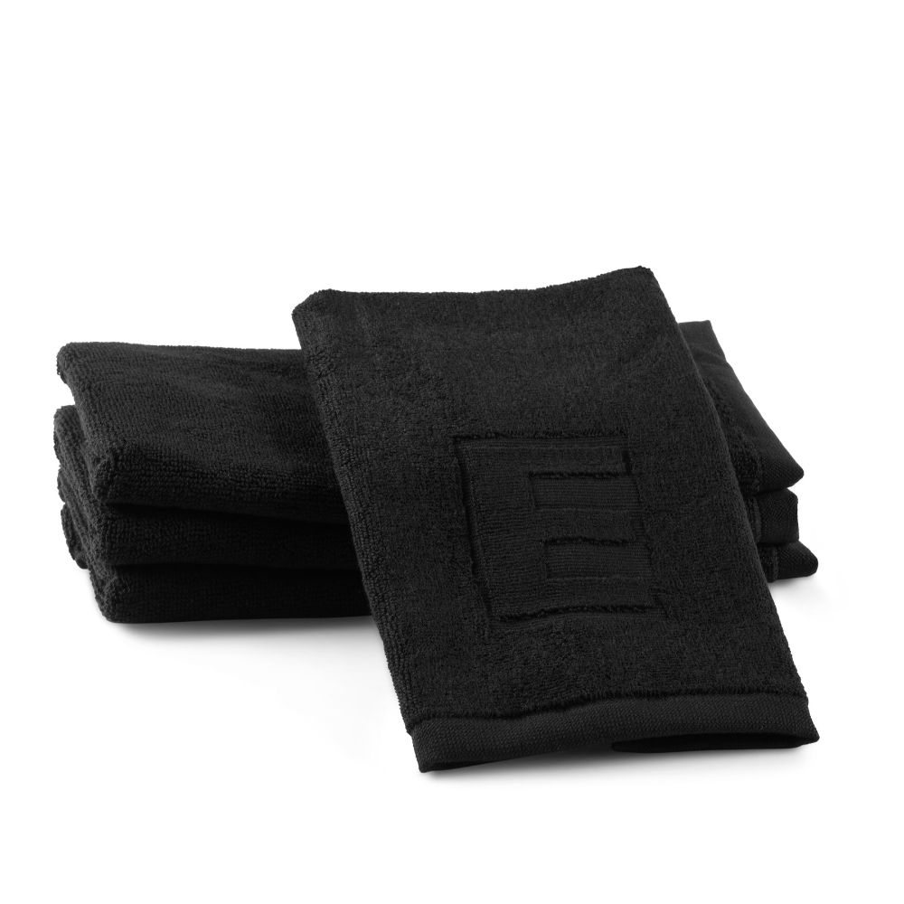 Finger Towel - Jacquard Black - Initial E