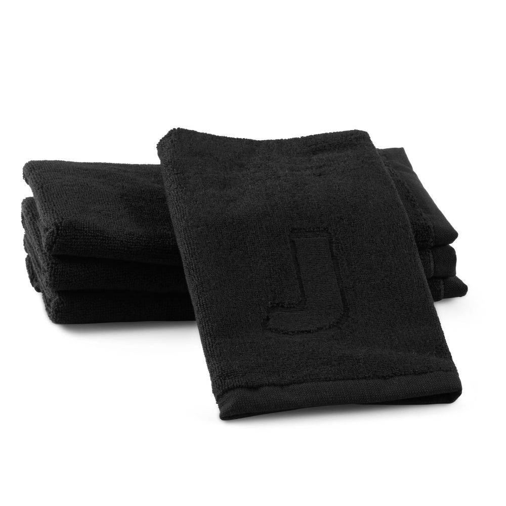 Finger Towel - Jacquard Black - Initial J