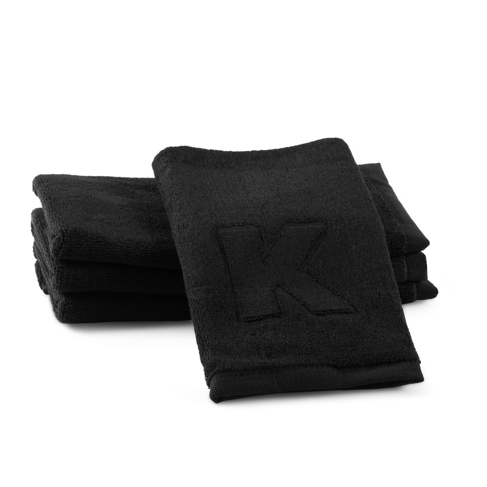 Finger Towel - Jacquard Black - Initial K