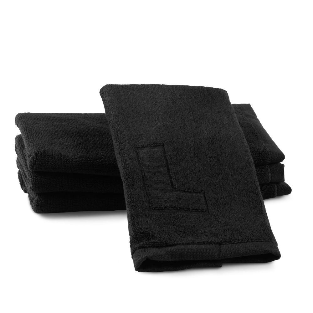 Finger Towel - Jacquard Black - Initial L