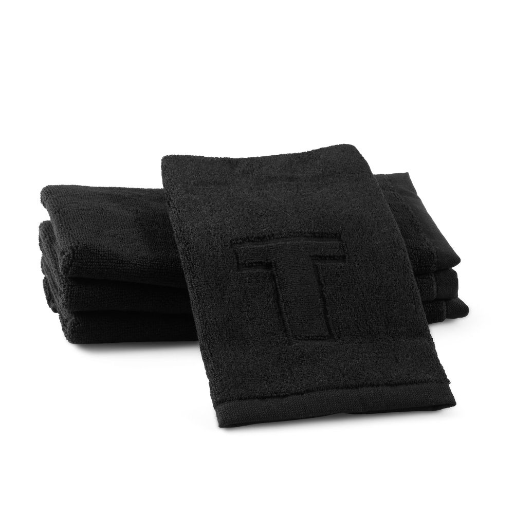 Finger Towel - Jacquard Black - Initial T