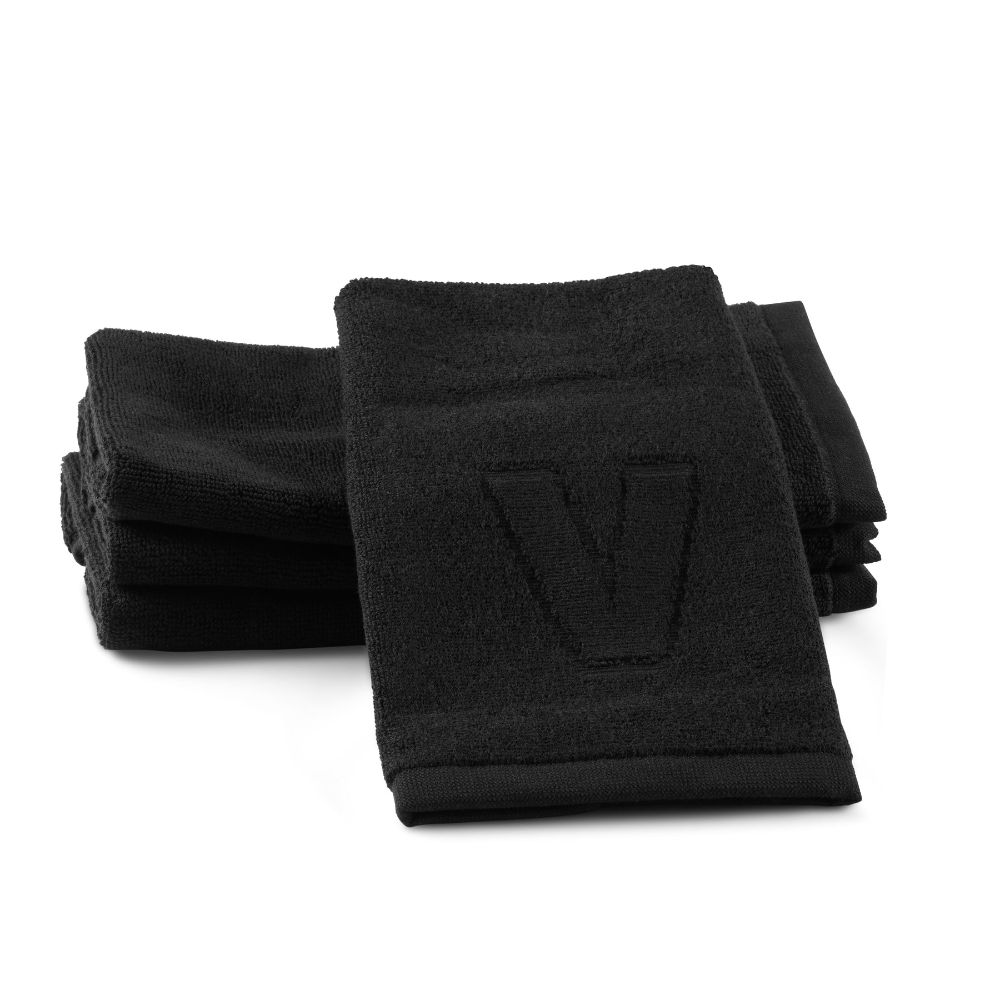 Finger Towel - Jacquard Black - Initial V