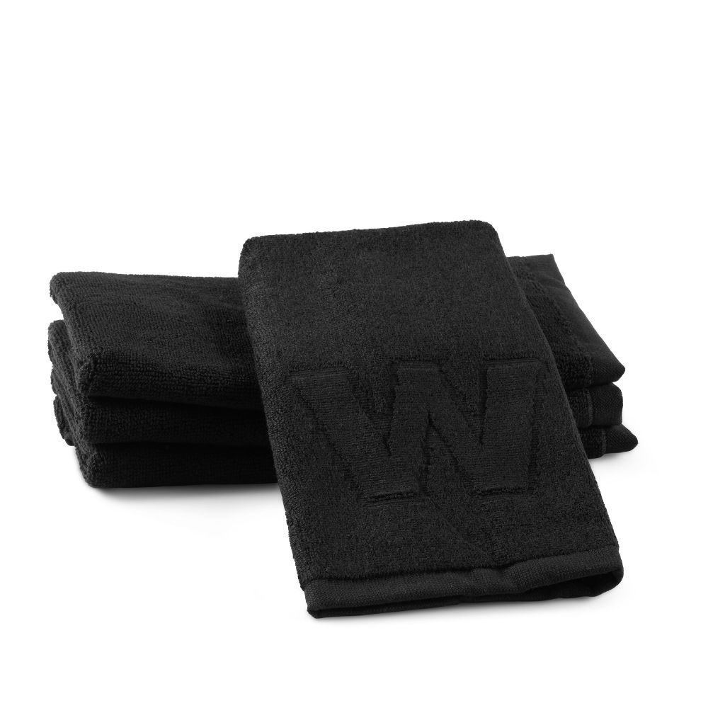 Finger Towel - Jacquard Black - Initial W