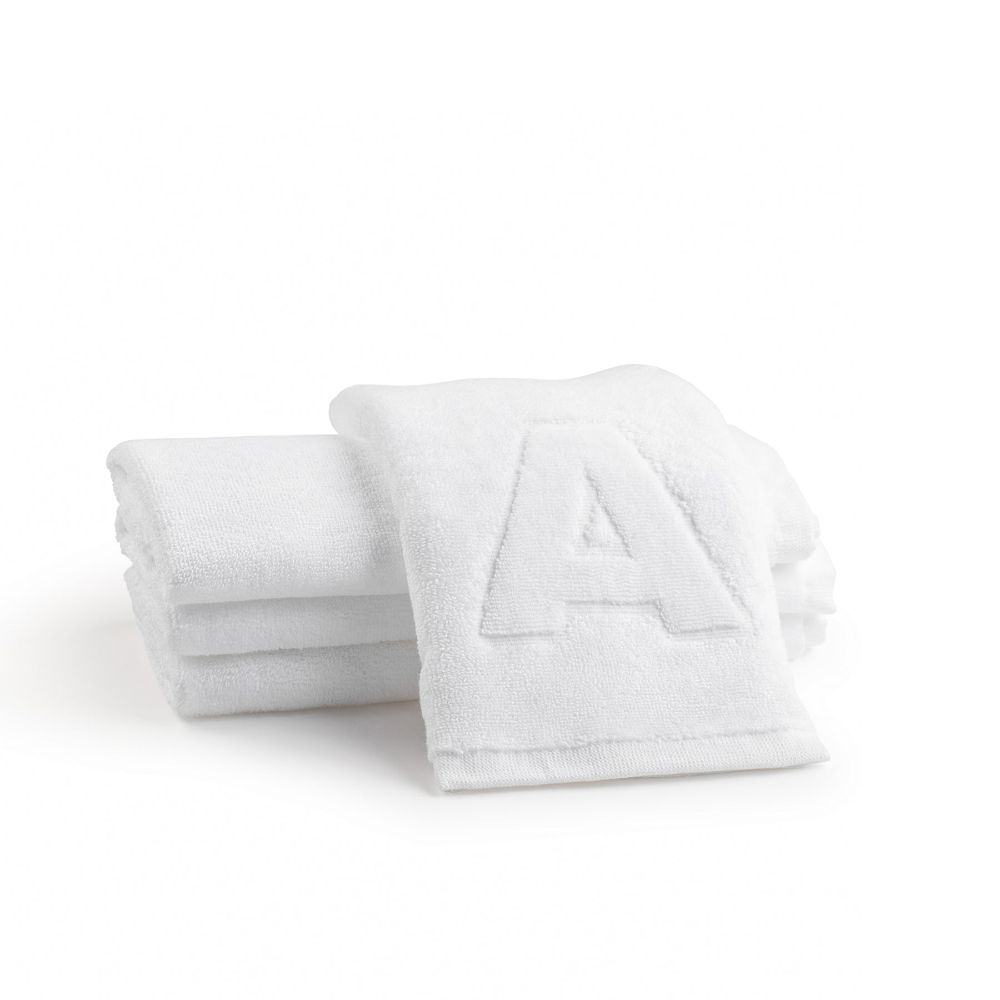 Finger Towel - Jacquard White - Initial A
