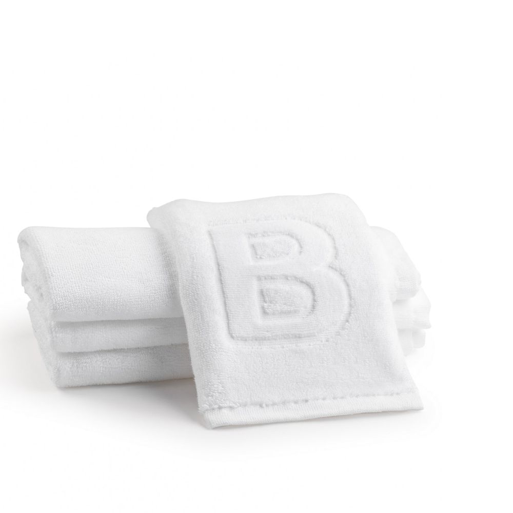 Finger Towel - Jacquard White - Initial B