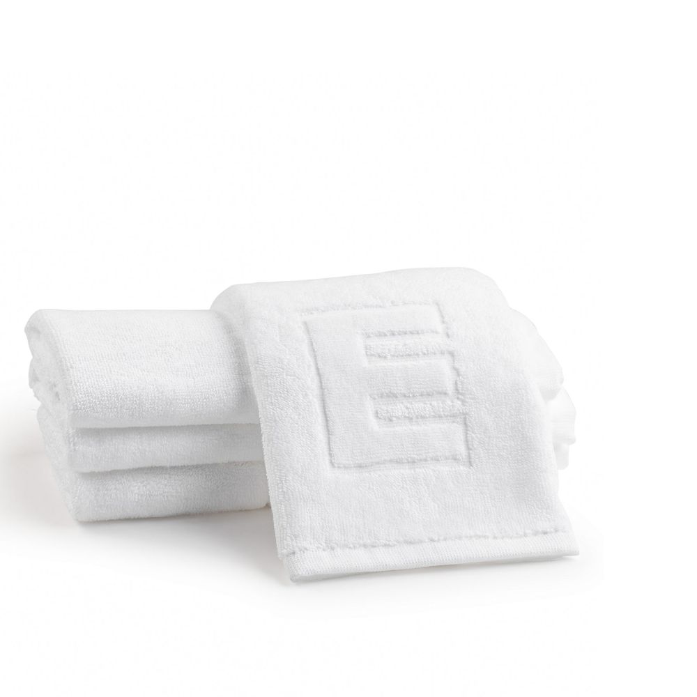 Finger Towel - Jacquard White - Initial E