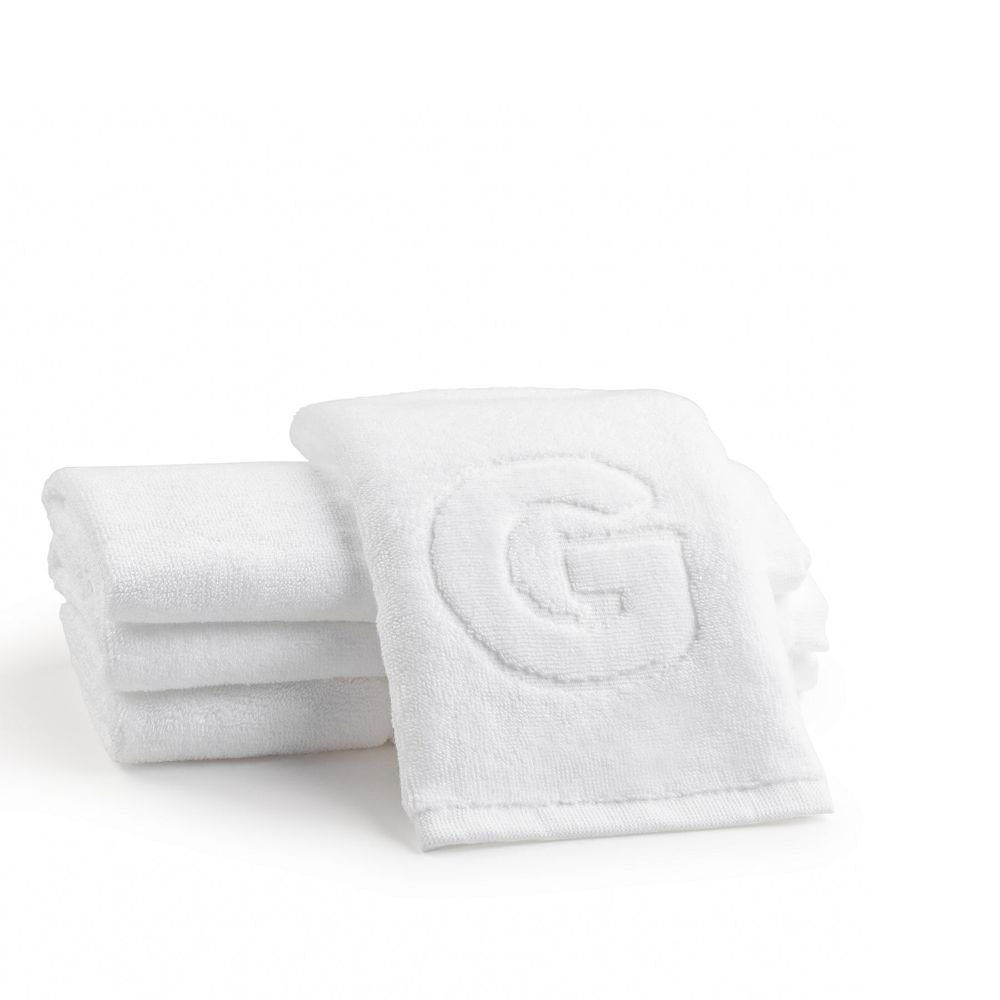 Finger Towel - Jacquard White - Initial G