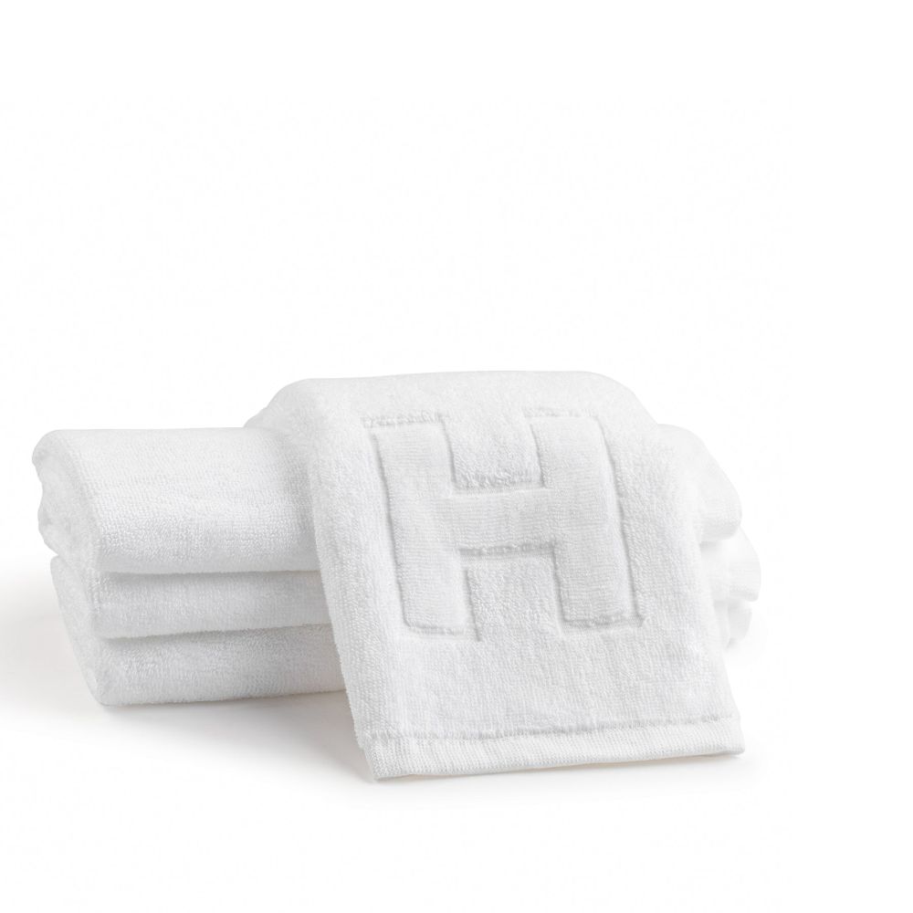 Finger Towel - Jacquard White - Initial H