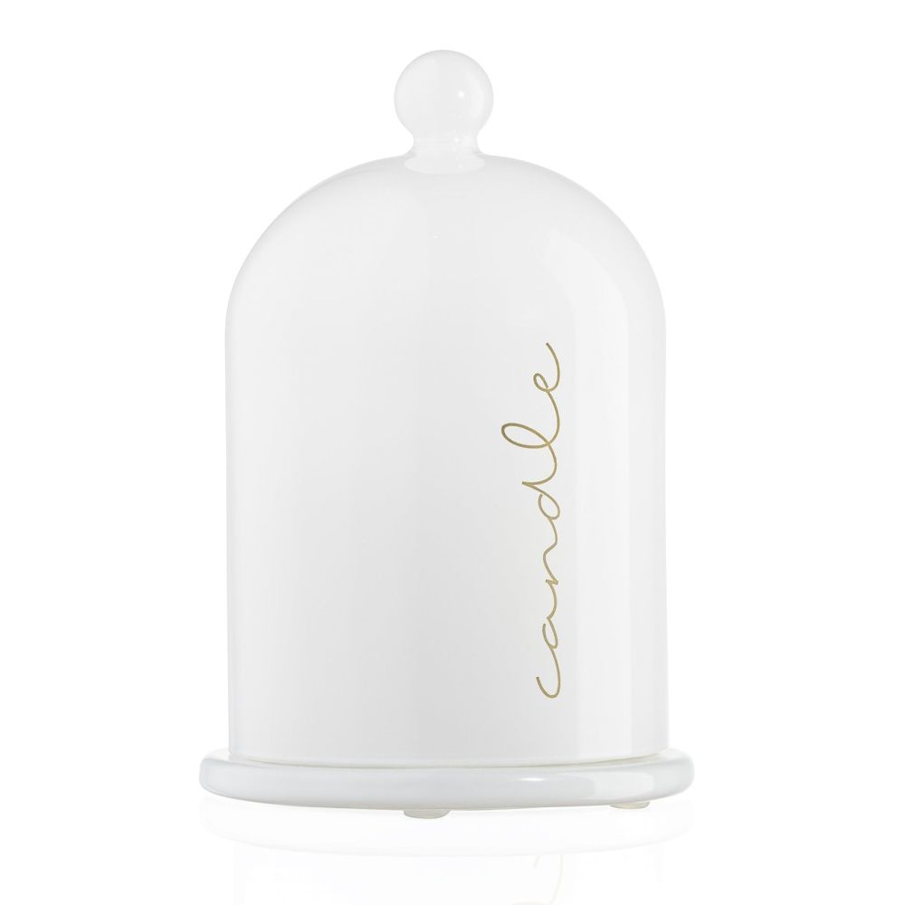 Bell Dome Glass - White & Gold - Candles