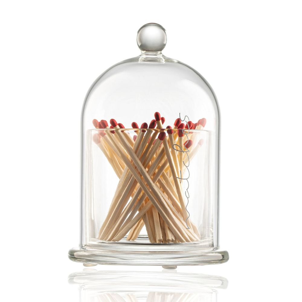 Bell Dome Glass - Clear & Silver - Matches