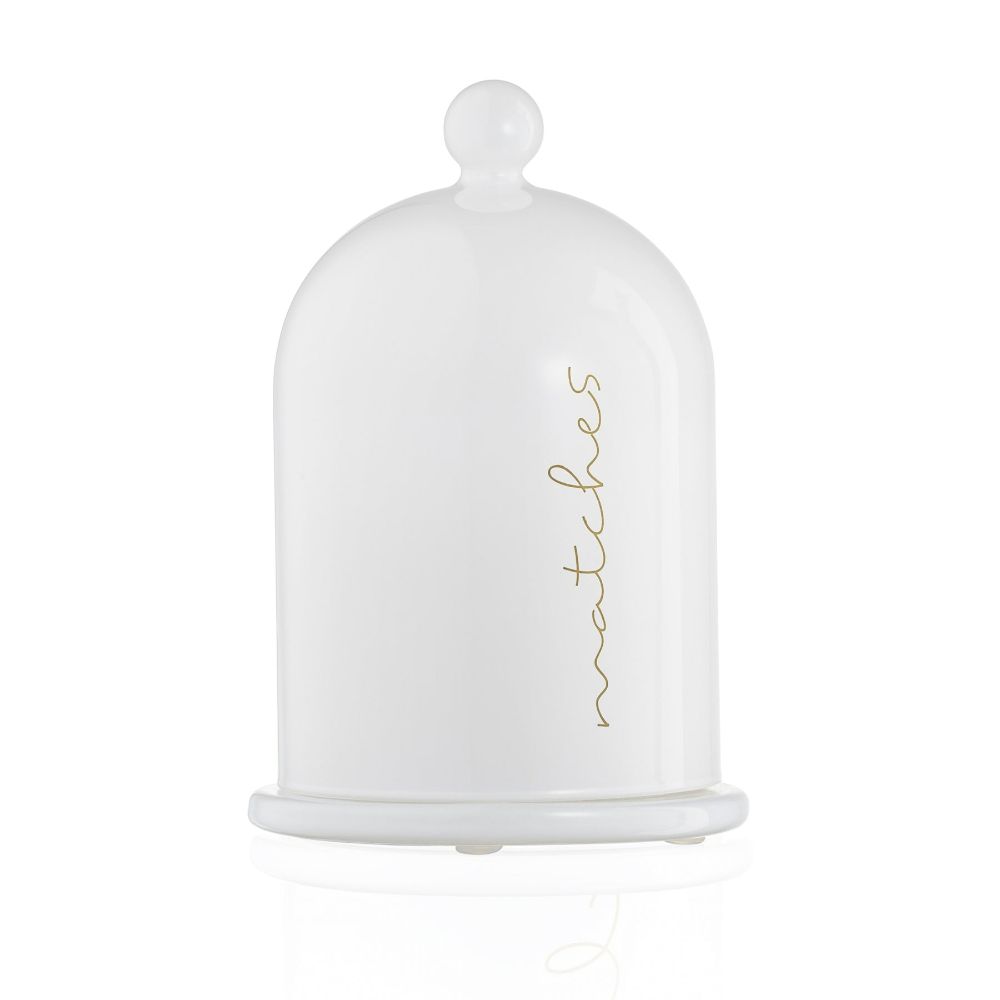 Bell Dome Glass - White & Gold - Matches