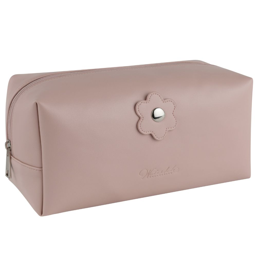 PU Leather Cosmetic Bag - Blush with Silver Handle
