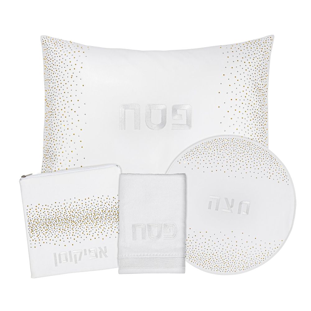 PU Leather Pesach Set - Gold & SIlver Crystal Stones