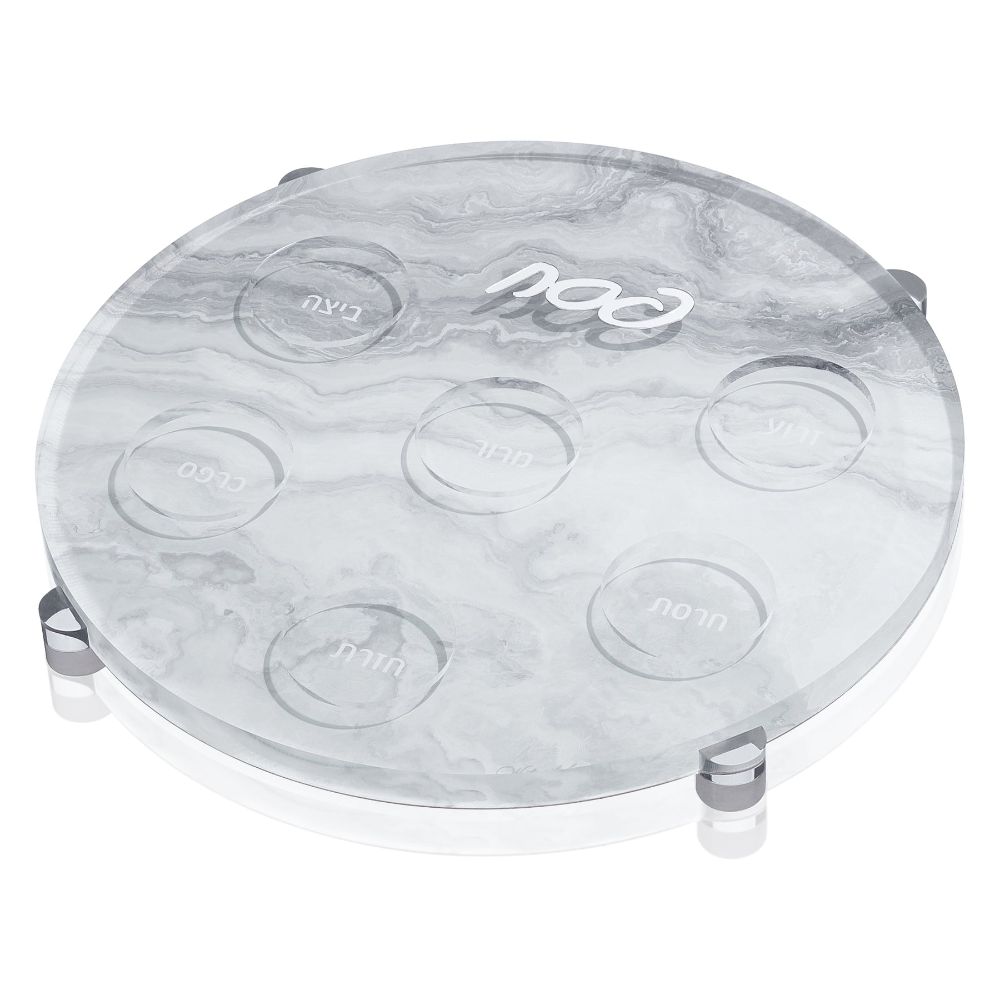Seder Plates - Silver Agate - 13.5"
