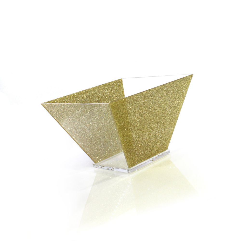 Salad Bowl - Large Trapezoid - Gold Glitter & Clear