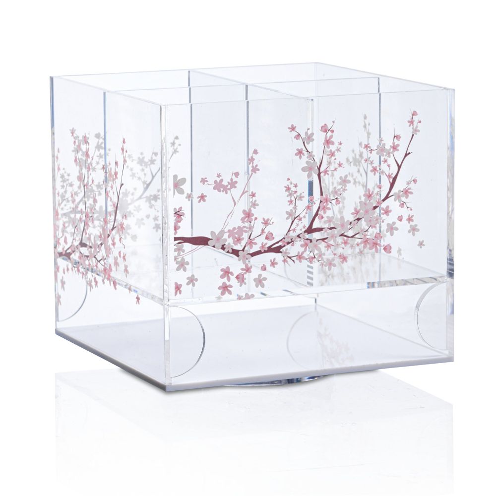 Silverware Caddy - Square Cherry Blossom Swivel
