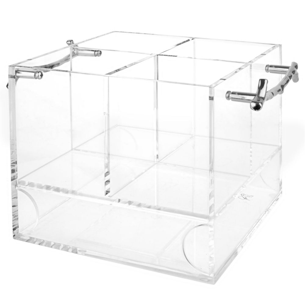 Silverware Caddy - Square with Twig with Silver Handles