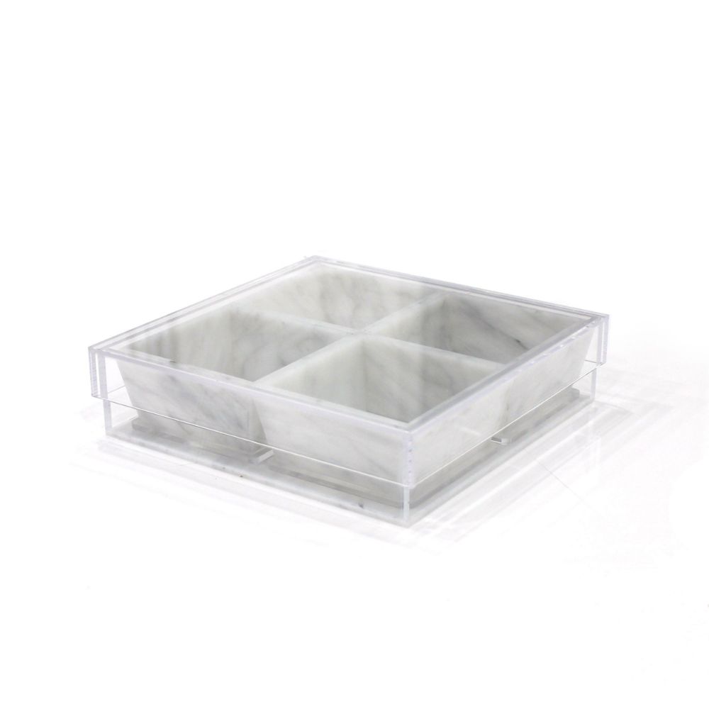 Sectional Tray - 4 Dip Holders - Marble