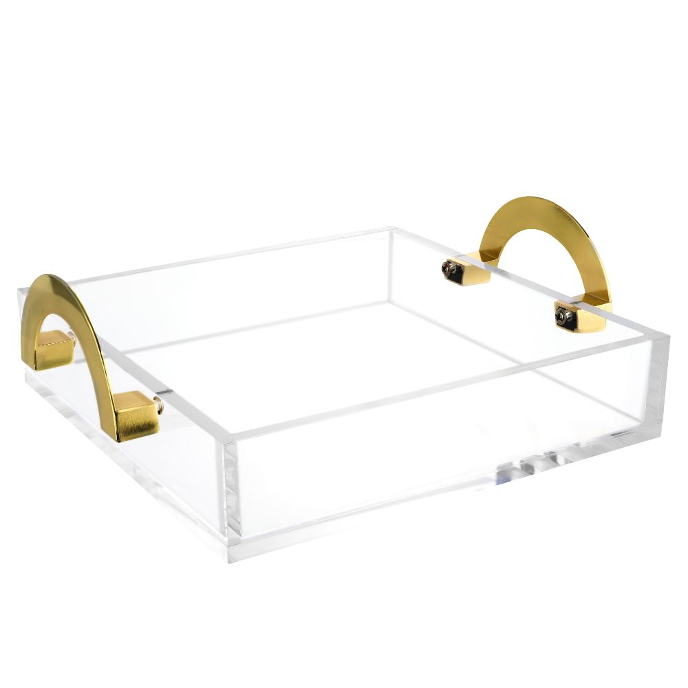 Lux Square Tray - Gold Handles - 9x9