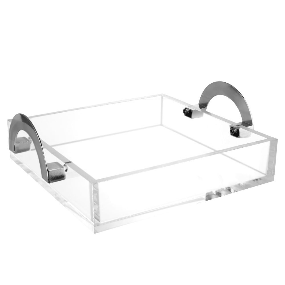 Lux Square Tray - Silver Handles - 9x9