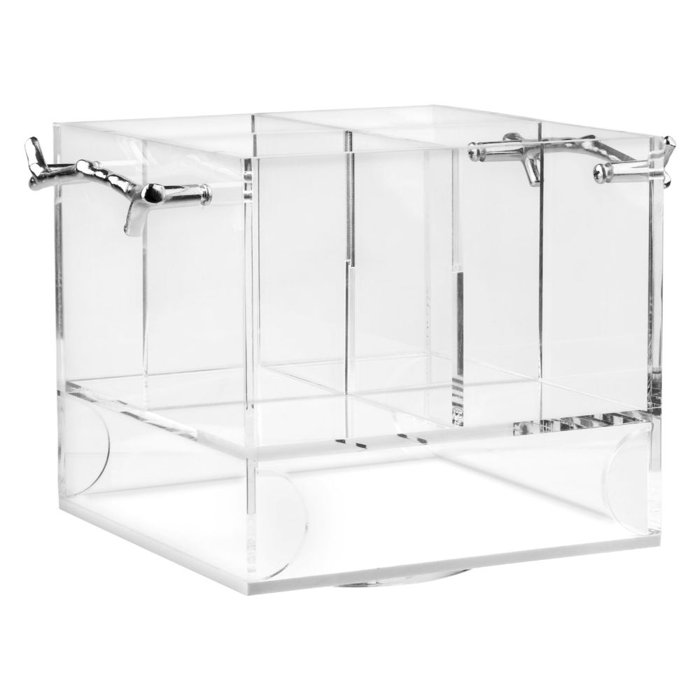 Silverware Caddy - Square with Silver Twig Handles