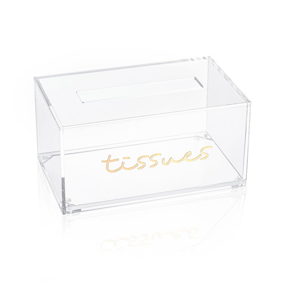 Tissue Box - Clear & Gold