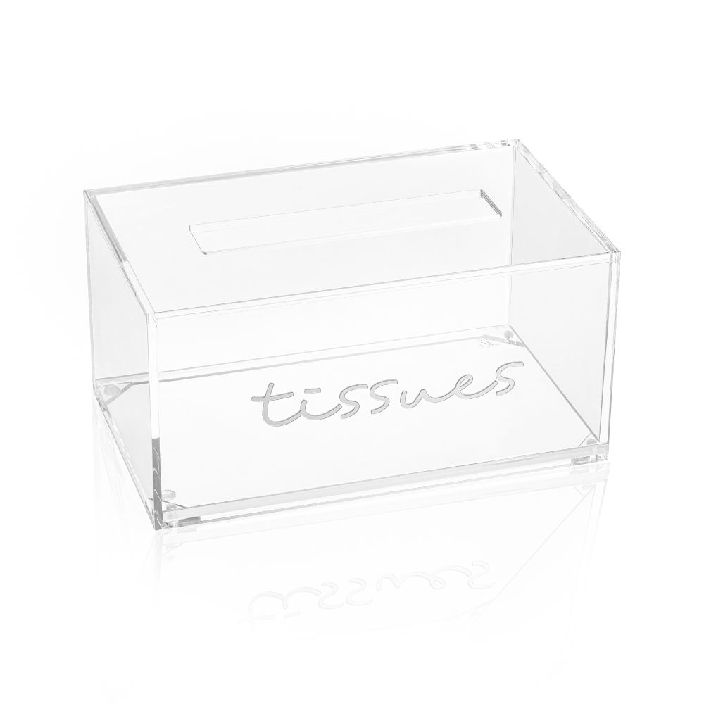 Tissue Box - Clear & Silver