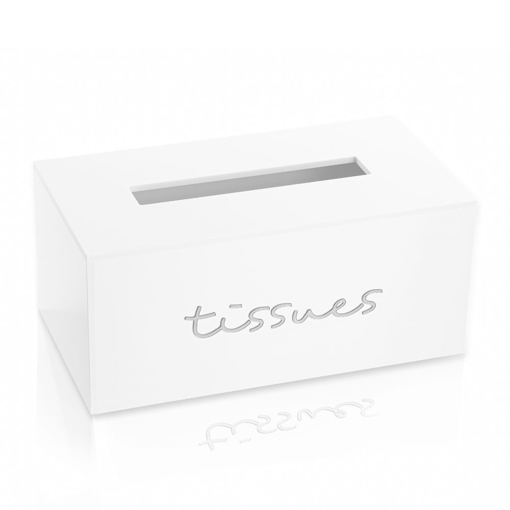 Tissue Box - White & Silver
