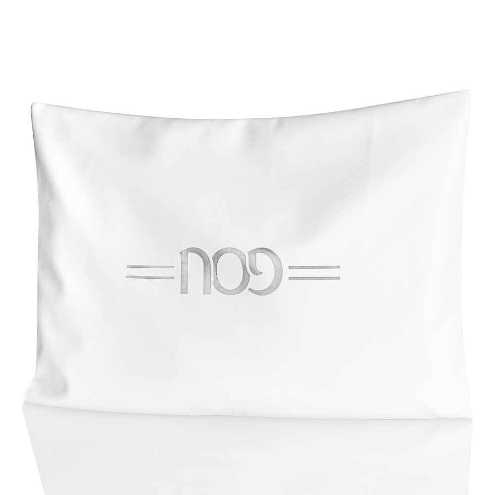 PU Leather Pillow Case - White & Silver Imprint