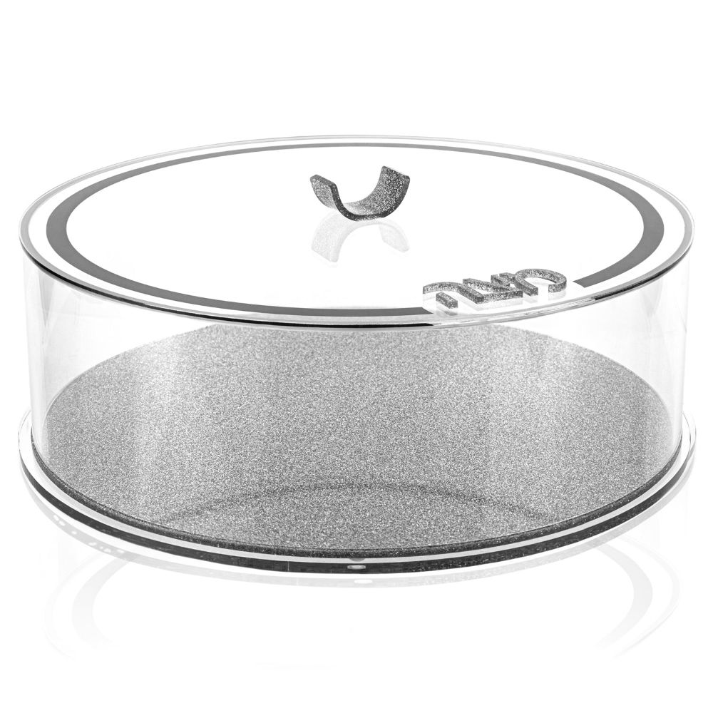 Matzah Box - Round Silver with U Handle - 13.5