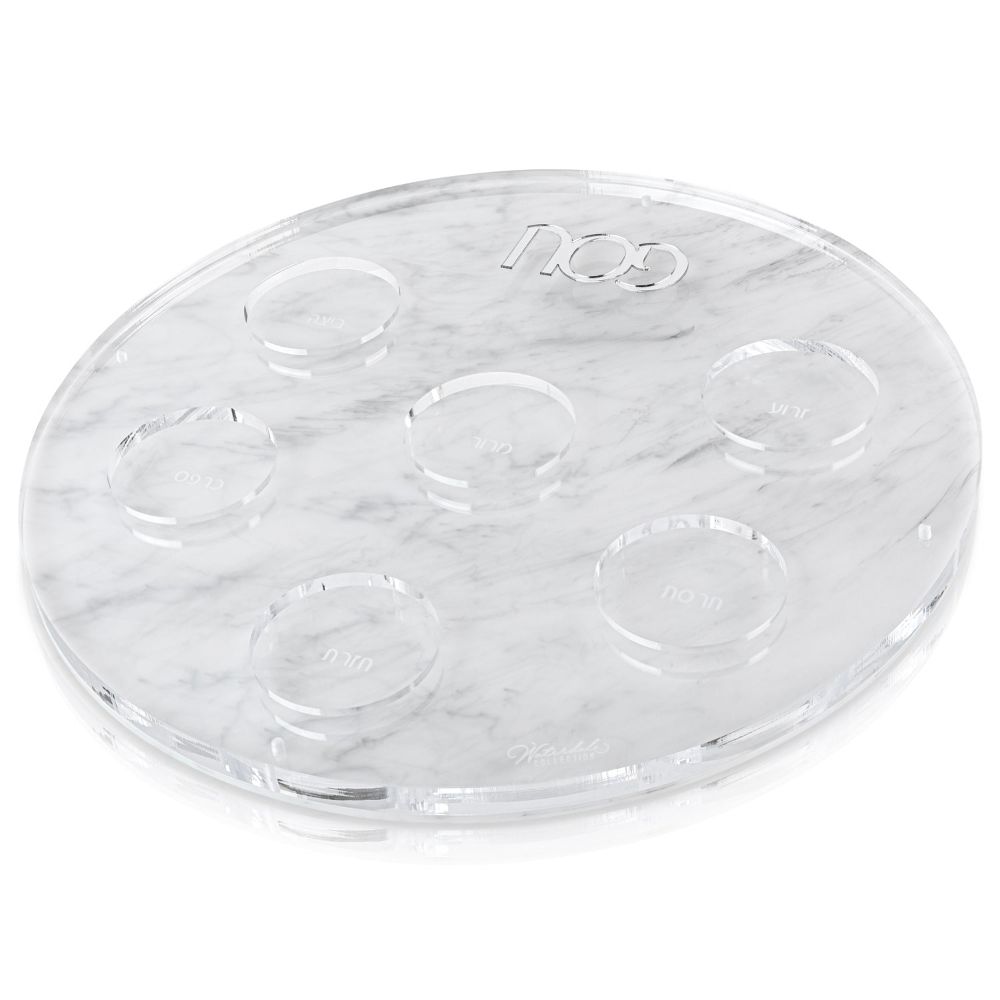 Seder Plate - Round Marble with U Base