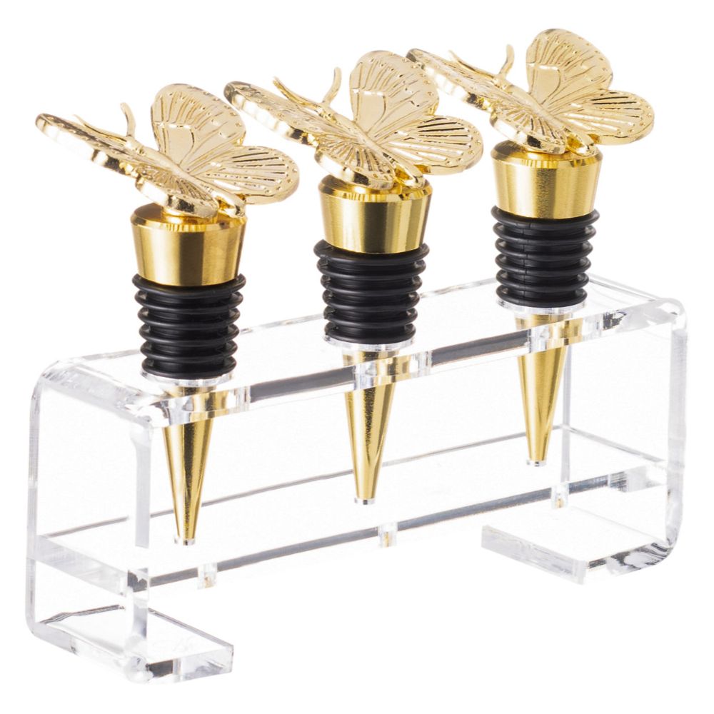 Wine Stoppers - Gold Butterfly - Set of 3