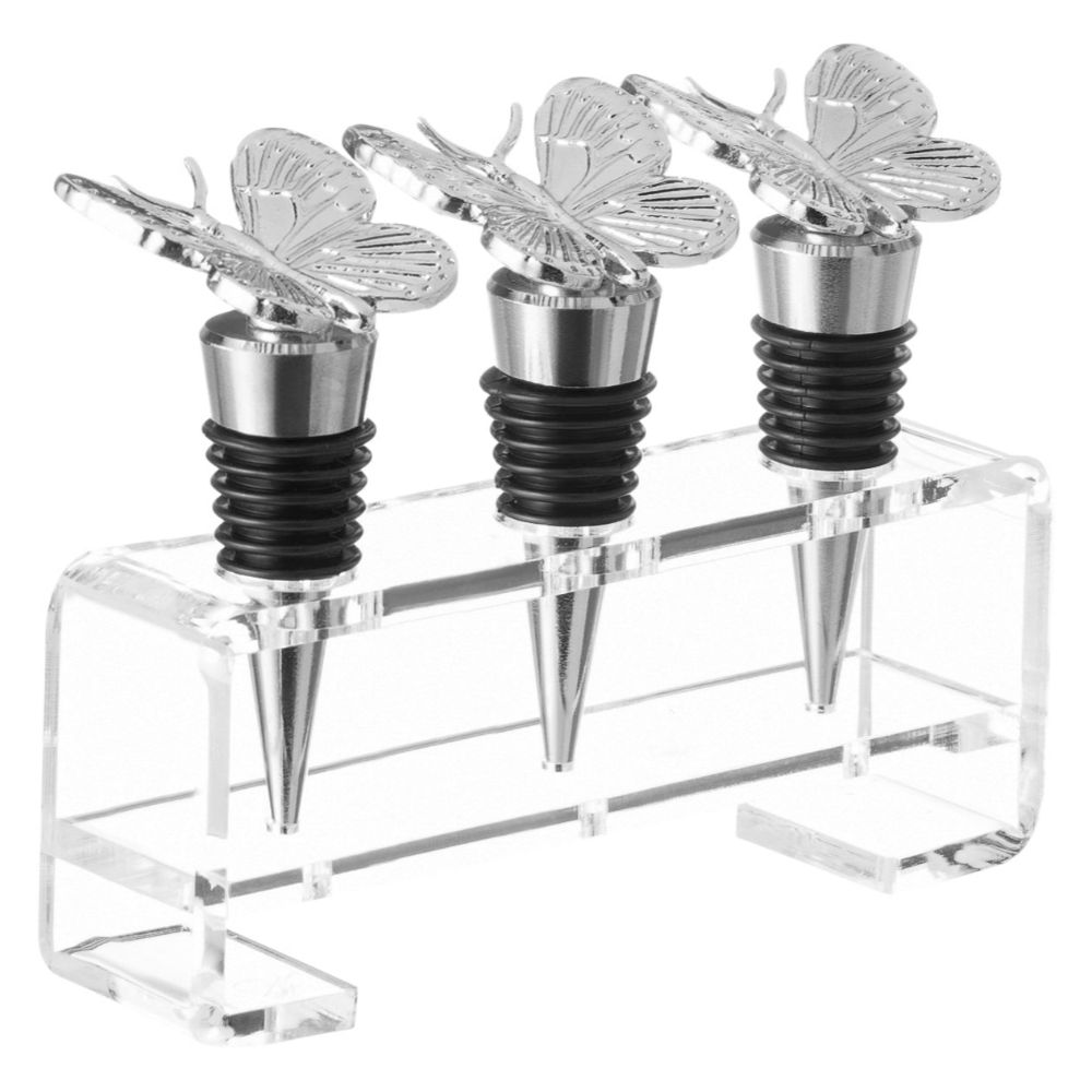 Wine Stoppers - Silver Butterfly - Set of 3