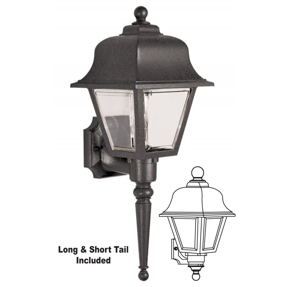 Wave Lighting 220S-C-BK Providence Traditional Wall Mount, Short & Long Tail in Black