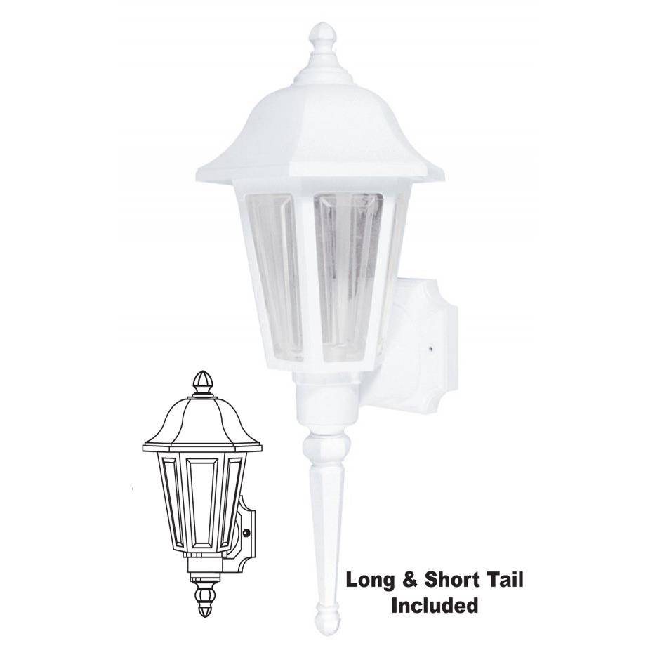 Wave Lighting 230S-C-WH Brentwood Coach Lantern Wall Mount, Short & Long Tail in White