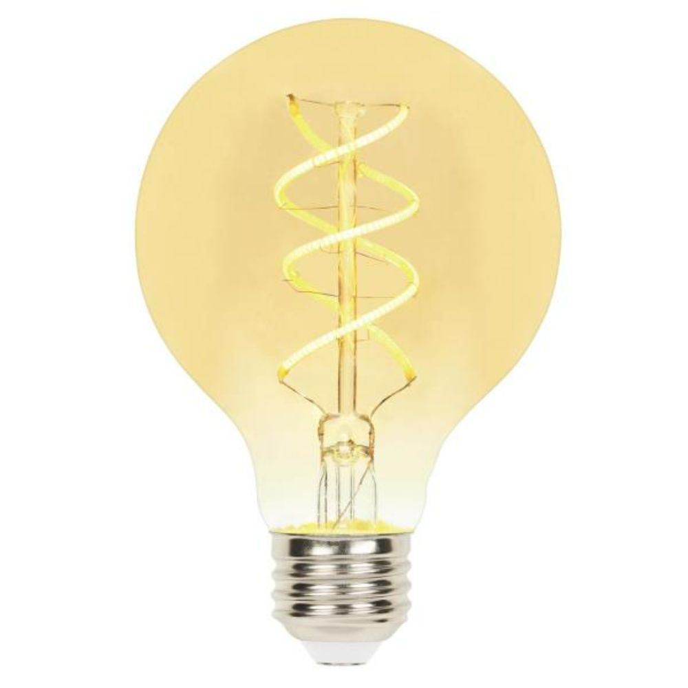 Westinghouse 5124000 5W G25 Flexible Filament LED Dimmable Amber 2000K E26 (Medium) Base, 120 Volt, Box Globe Lamp