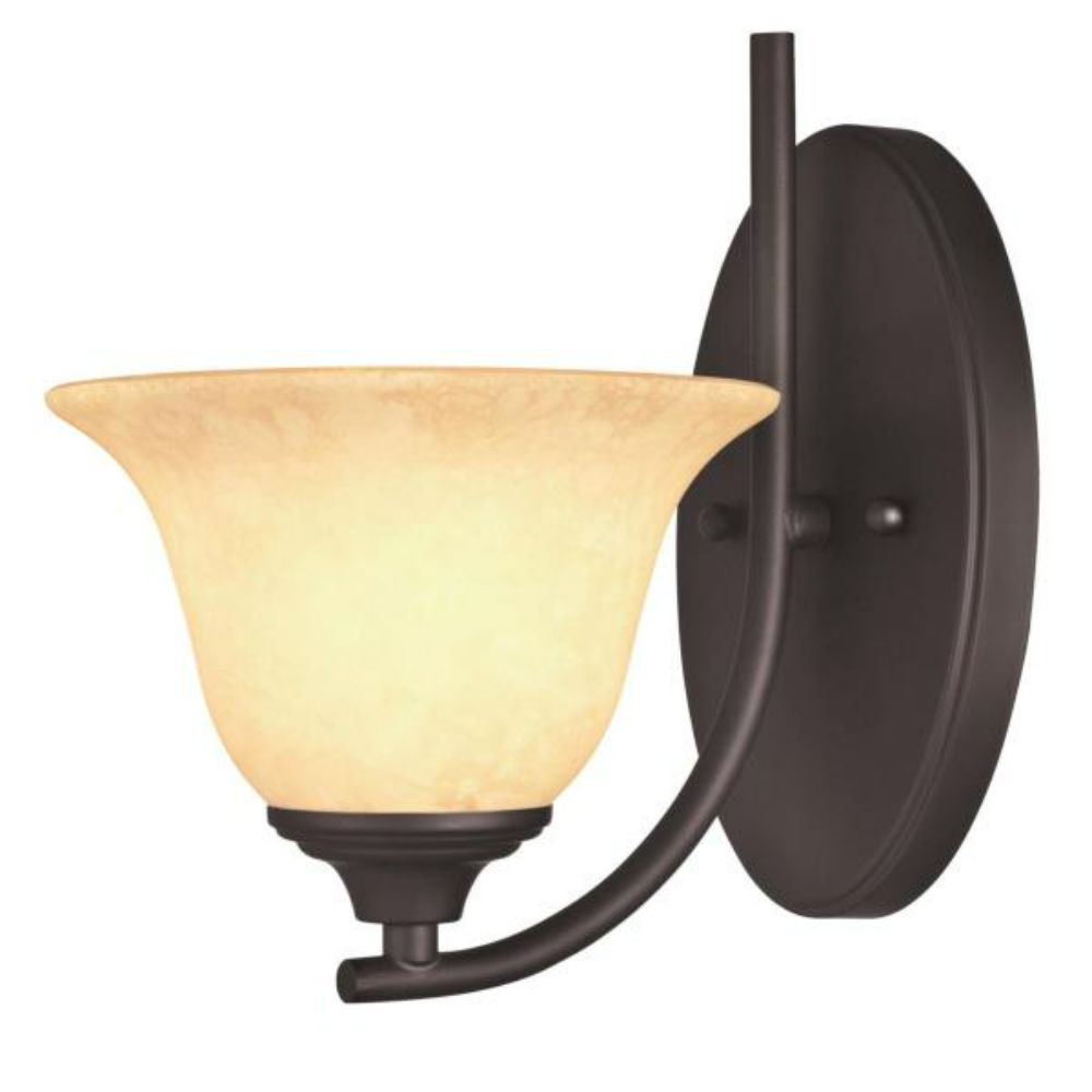 Westinghouse 6222000 1 Light Wall Fixture Oil Rubbed Bronze Finish Burnt Scavo Glass Wall Lighting