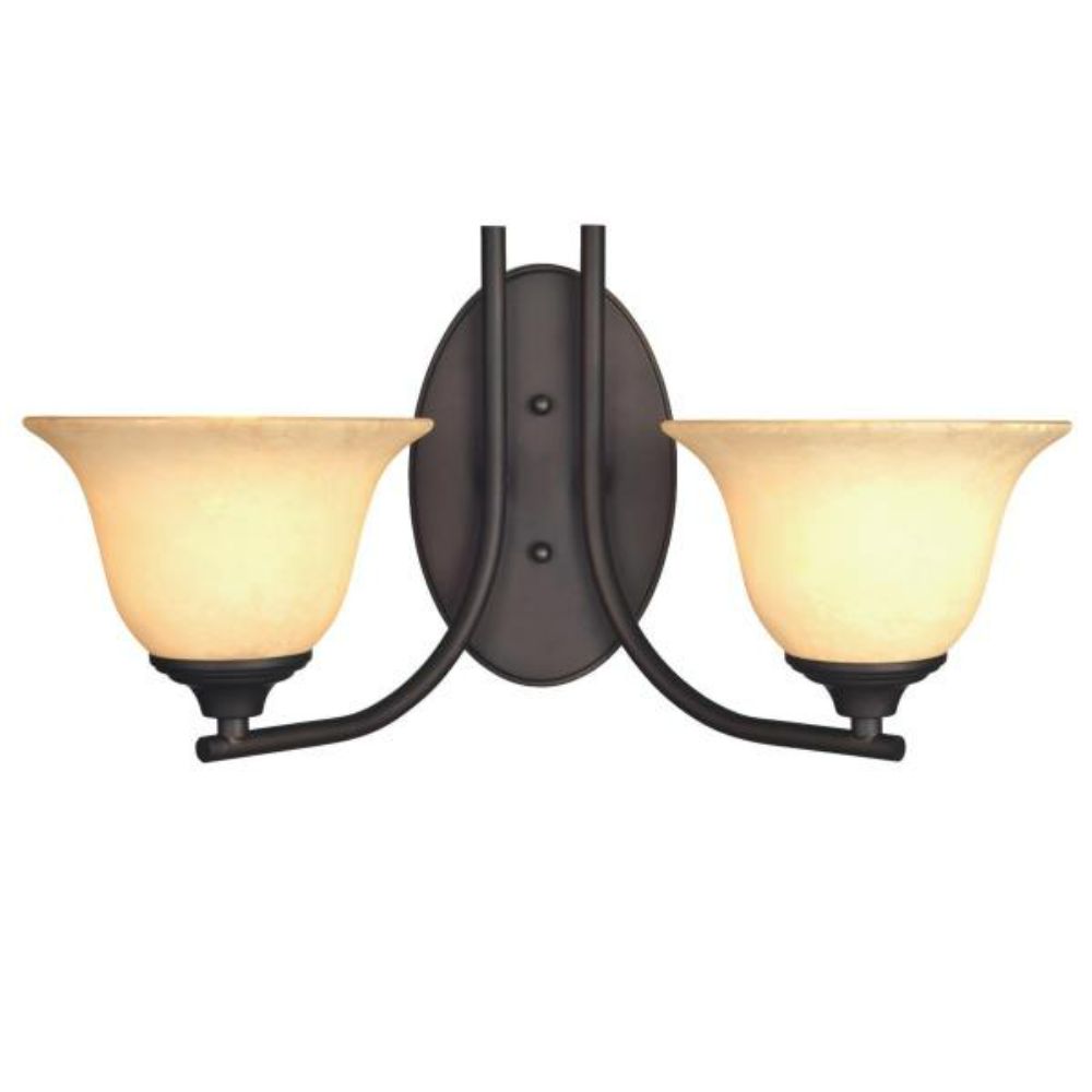 Westinghouse 6222100 2 Light Wall Fixture Oil Rubbed Bronze Finish Burnt Scavo Glass Wall Lighting